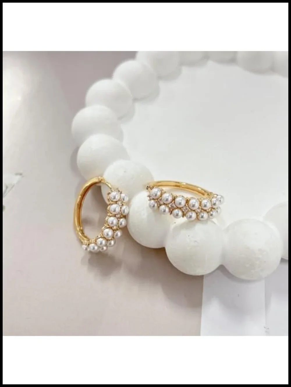 Pearl Huggie Hoop Earrings for Women Dainty Circle Drop Dangle
